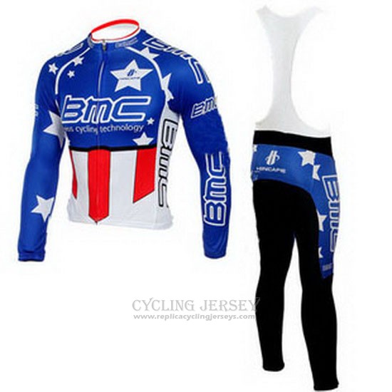 2010 Cycling Jersey BMC Champion The United States Blue Long Sleeve and Bib Tight